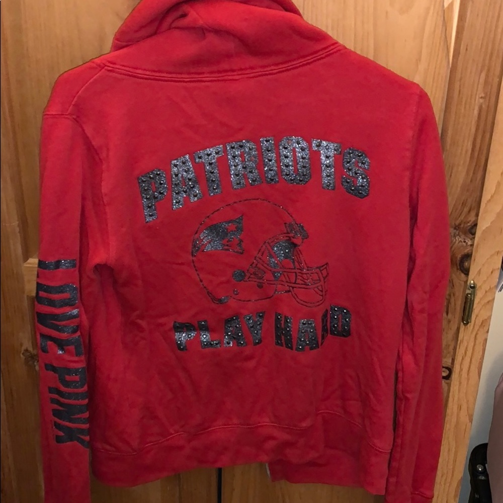 LOVE PINK patriots jeweled zip up sweatshirt